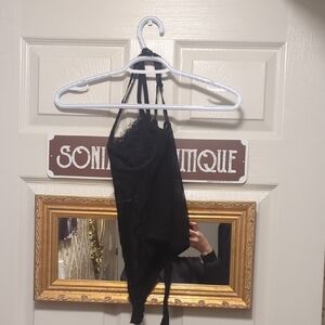 Black Lace Halter Top